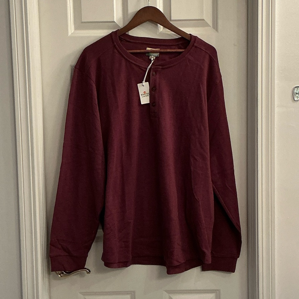 Marine Layer Maroon Long Sleeve Henley
